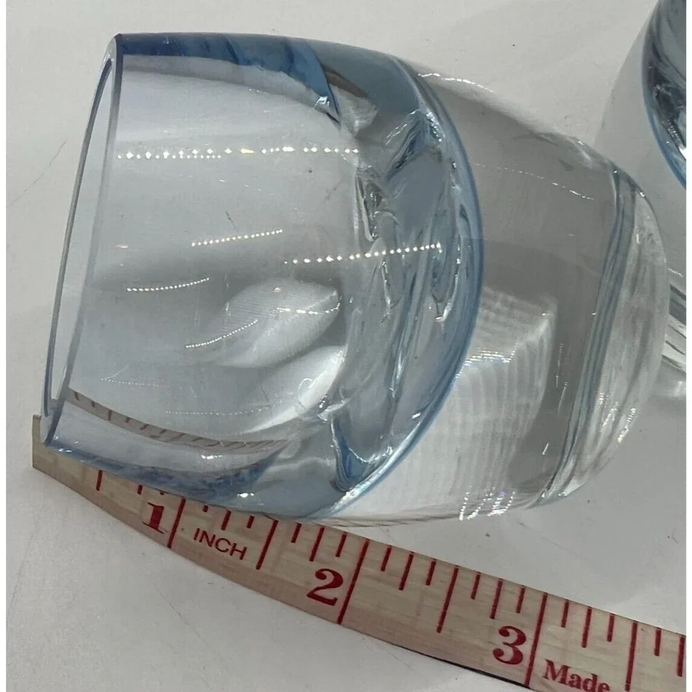 Set Of 3 Crate & Barrel Clear Poland Glass Votive Candle Holders heavy sky